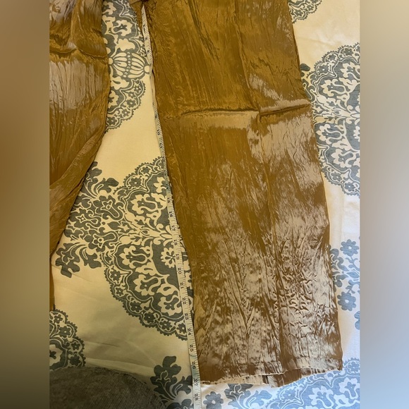 J. Crew Soleil Pant in Crinkled Viscose Honey Brown Gold NWT Size Medium - Picture 8 of 10